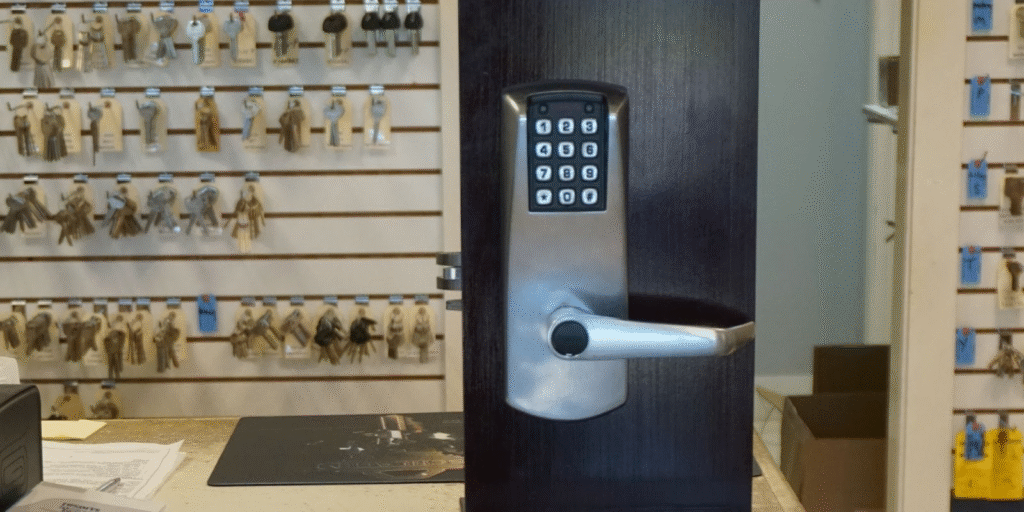 Smart lock on glass door